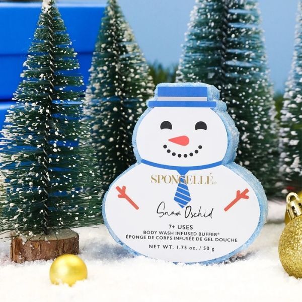 Spongelle holiday snowman buffer Snow Orchid Blue, imported from the UK