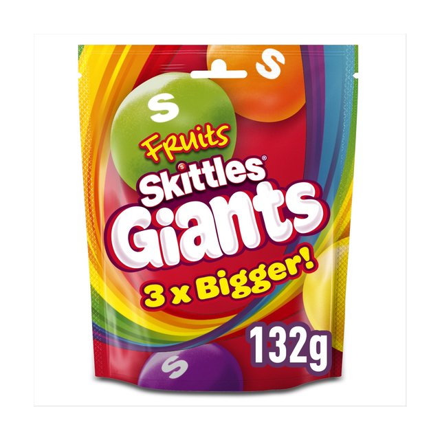 Skittles Giants Vegan Chewy Sweets Fruit Flavoured  Pouch Bag    132g GOODS M&S   