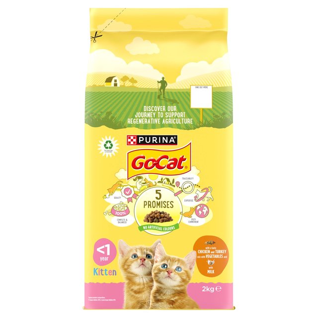 Go-Cat Kitten Chicken Turkey and Milk Dry Cat Food    2kg GOODS M&S   