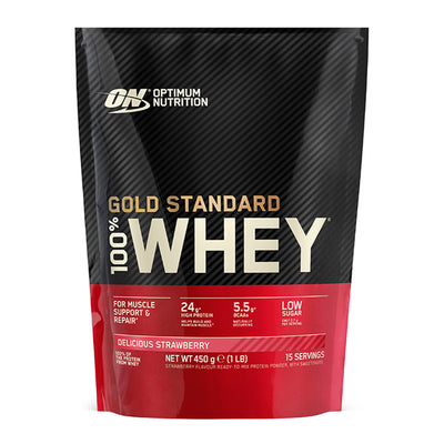 Holland & Barrett Optimum Nutrition Gold Standard 100% Whey Protein Strawberry Protein Powder 450g- Buy online at McGrocer