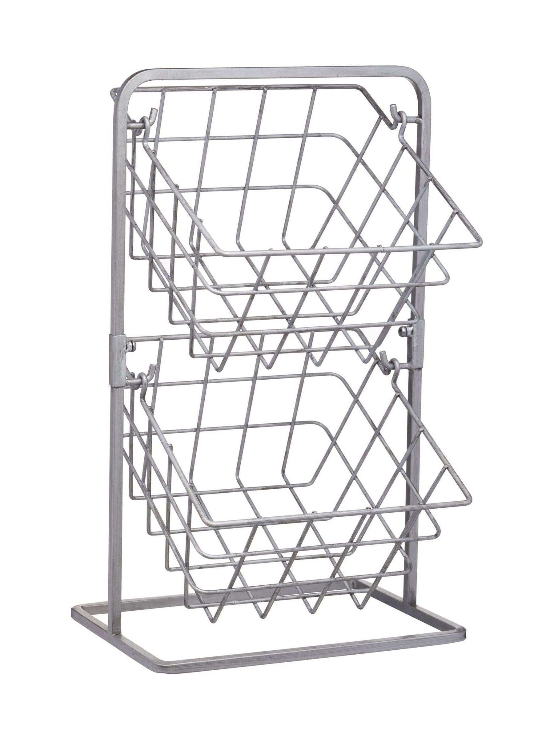 Industrial grey two-tier storage basket, UK version