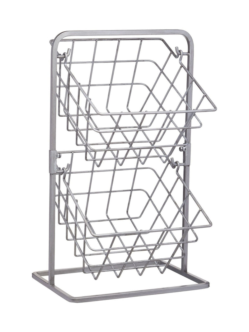 Industrial grey two-tier storage basket, UK version