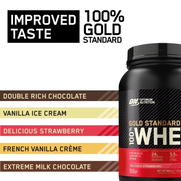 Optimum Nutrition Delicious Strawberry Whey Protein Powder 900g GOODS Superdrug   