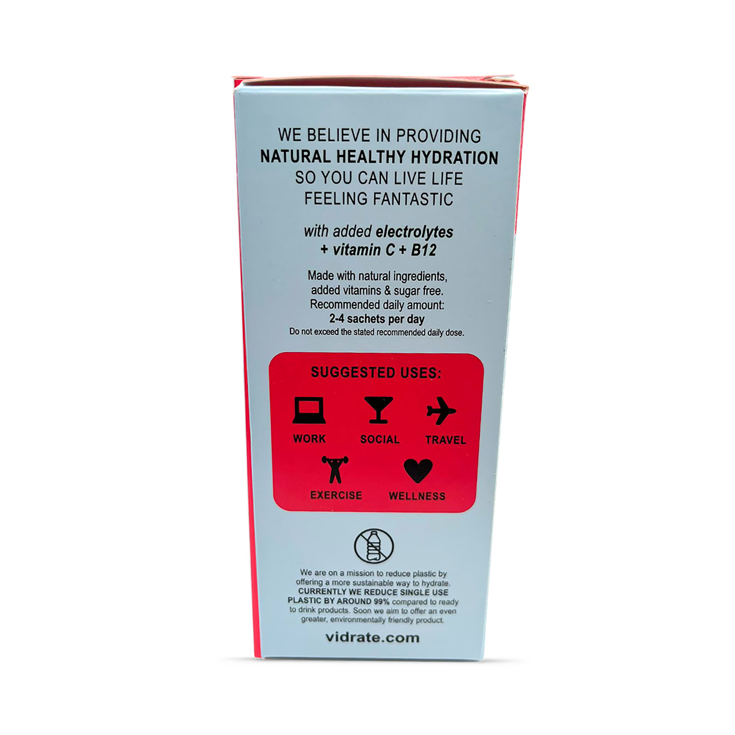 Vidrate watermelon raspberry hydration sachets 12 pack, imported from the UK