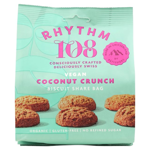 Rhythm 108 Swiss Vegan Coconut Crunch Biscuit Share Bag 135g   135g GOODS M&S   