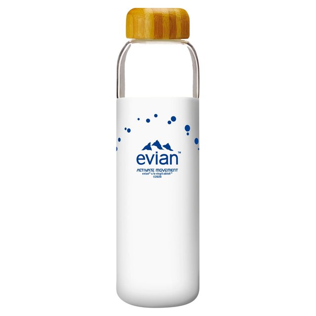 Evian SOMA Travel Glass Water Bottle Designer White GOODS M&S   