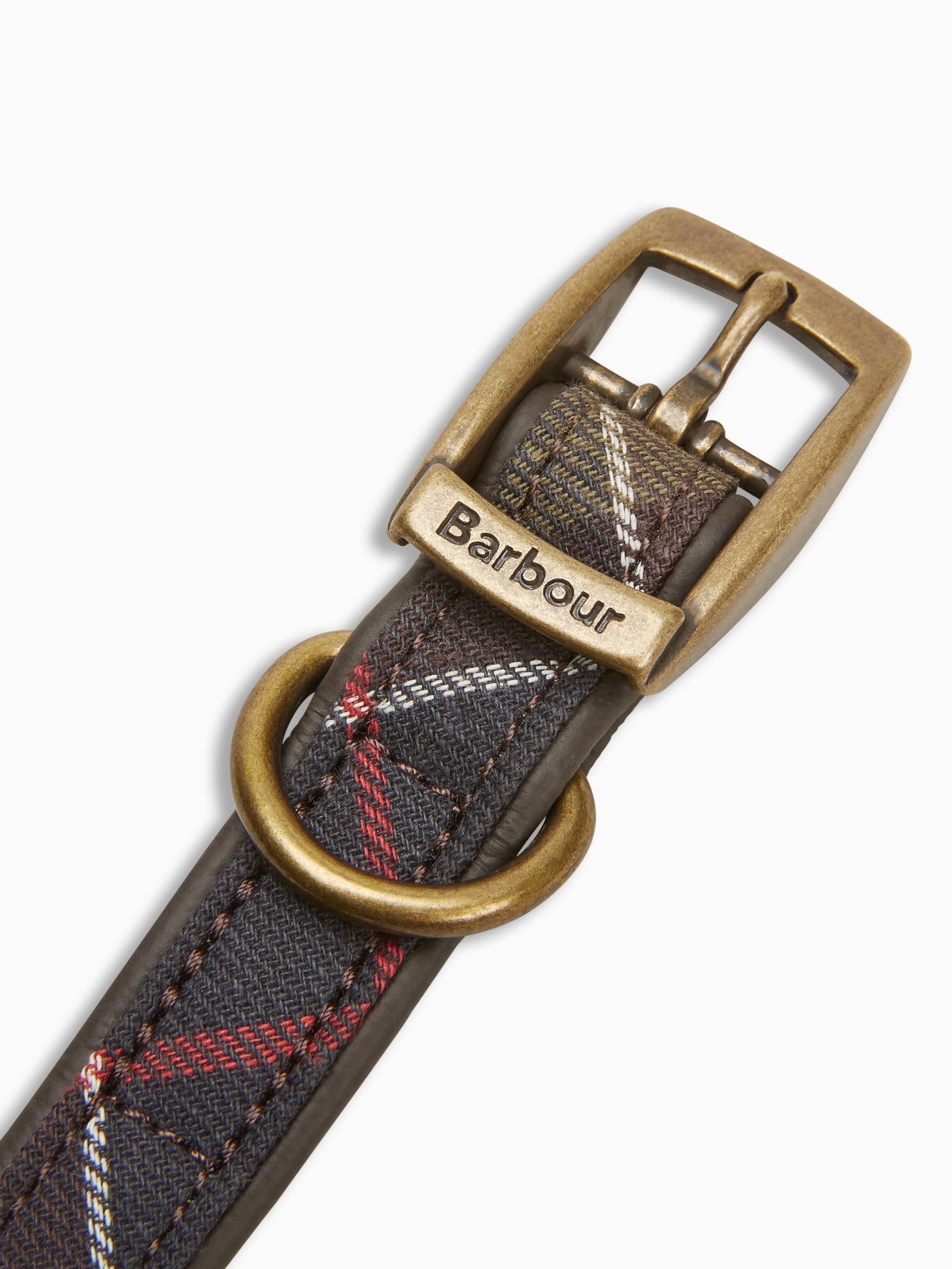 Barbour tartan dog collar with leather lining, UK version