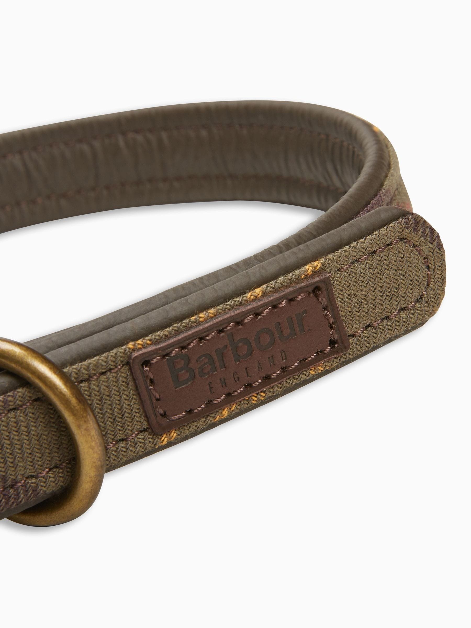 Barbour tartan dog collar with leather lining, UK version