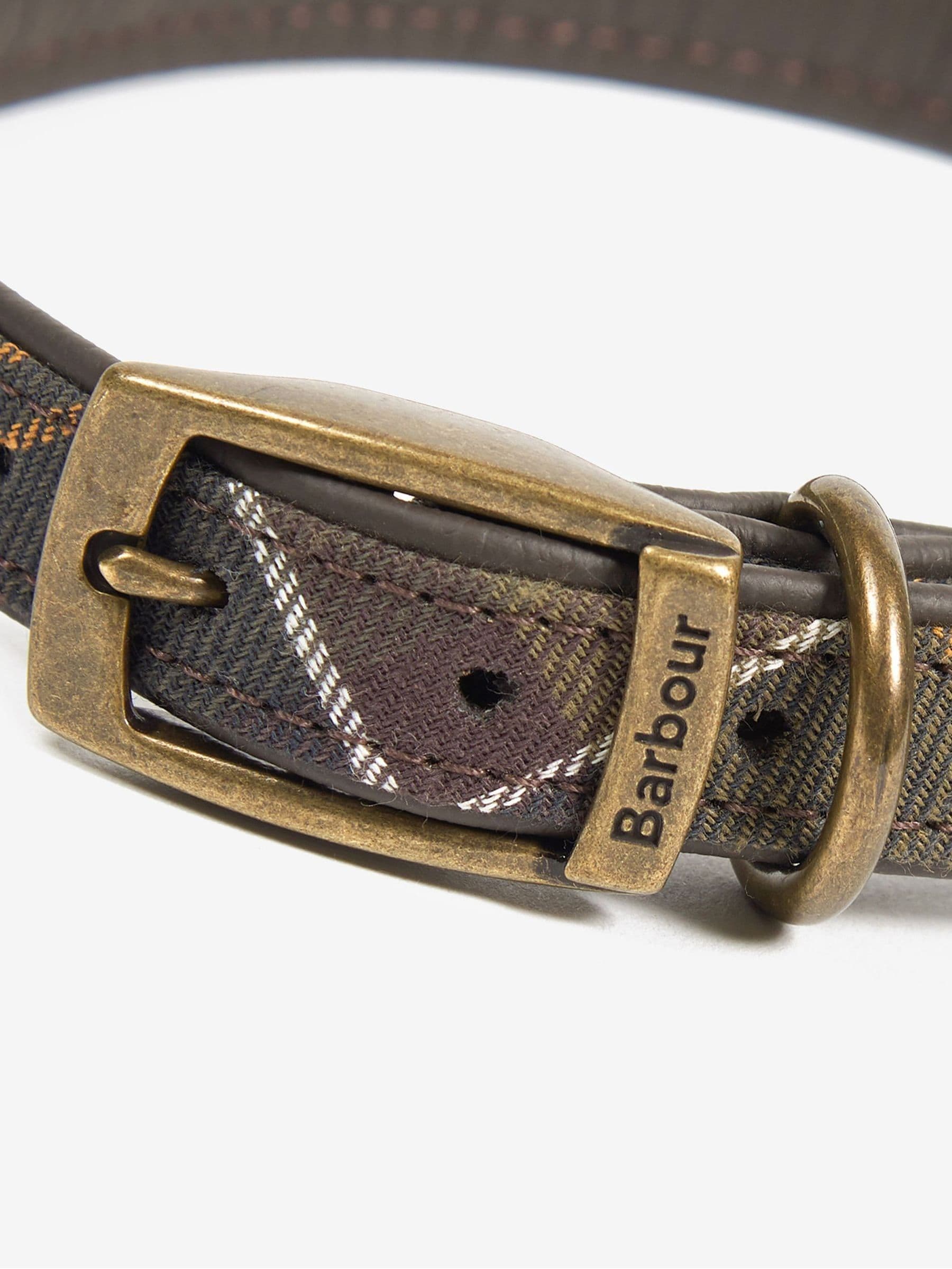 Barbour tartan dog collar with leather lining, UK version