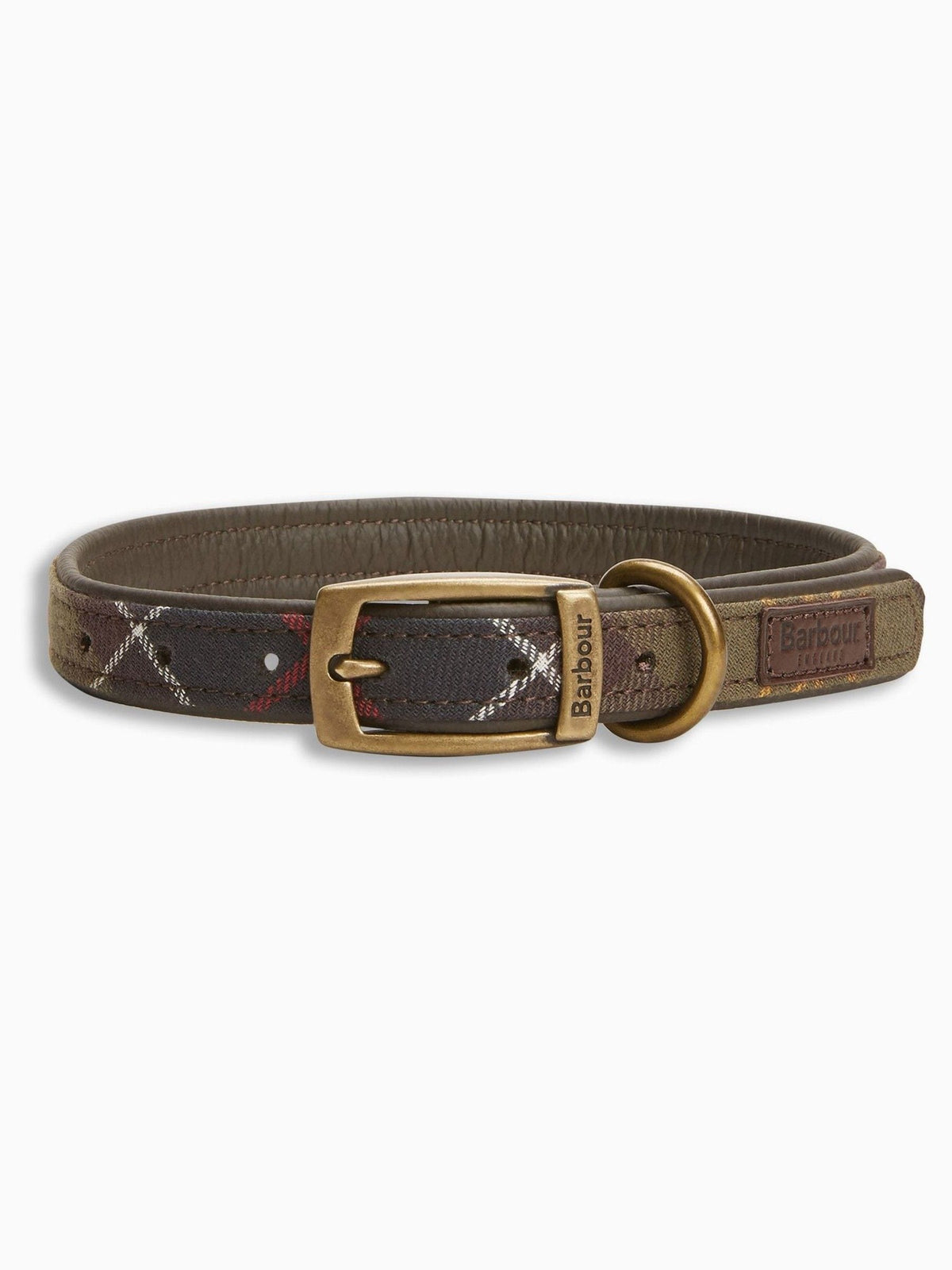 Barbour tartan dog collar with leather lining, UK version