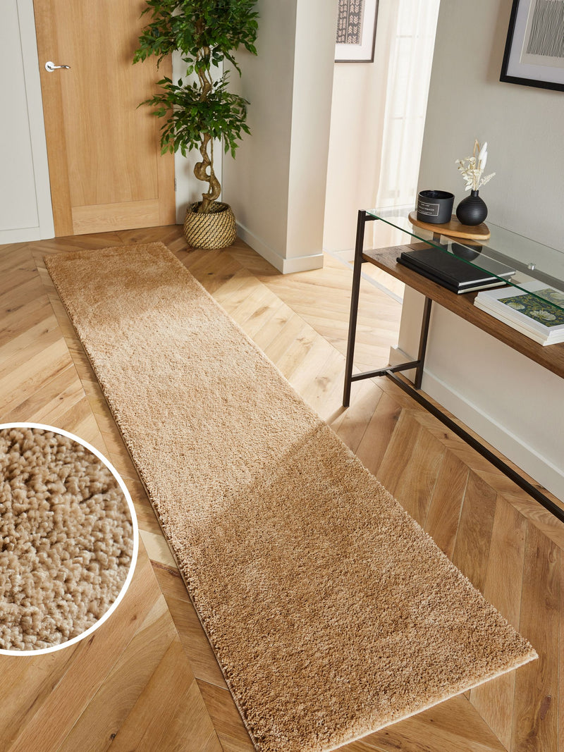 Light Natural Cosy Washable Shaggy Runner