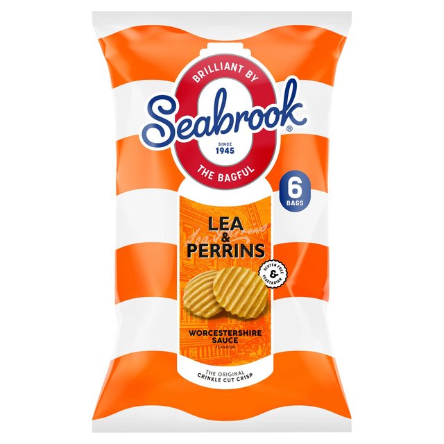 Seabrook Crinkle Cut Lea & Perrins Worcestershire Sauce Crisps   6 x 25g GOODS M&S   