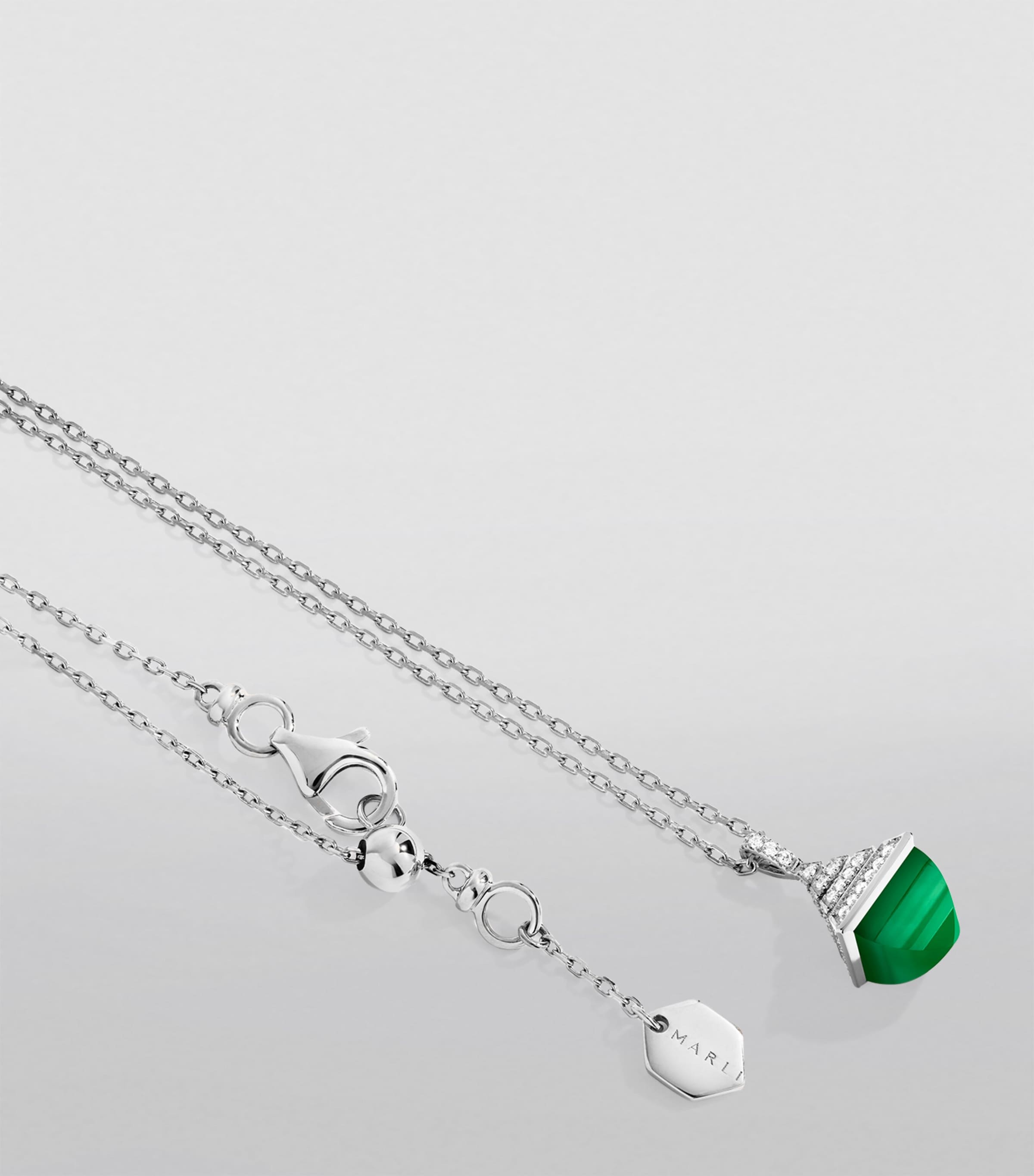MARLI New York white gold green agate pendant, imported from the UK
