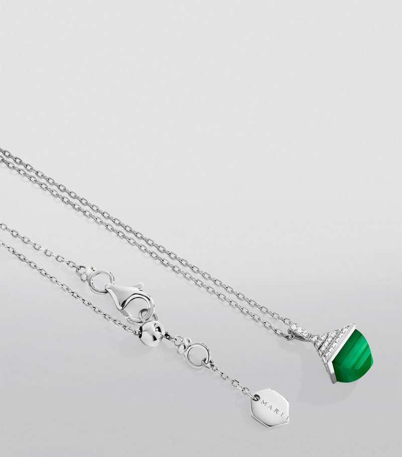 MARLI New York white gold green agate pendant, imported from the UK