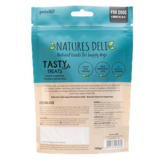 Natures Deli Chicken and Fish Sushi Bites Dog Treats   100g GOODS M&S   