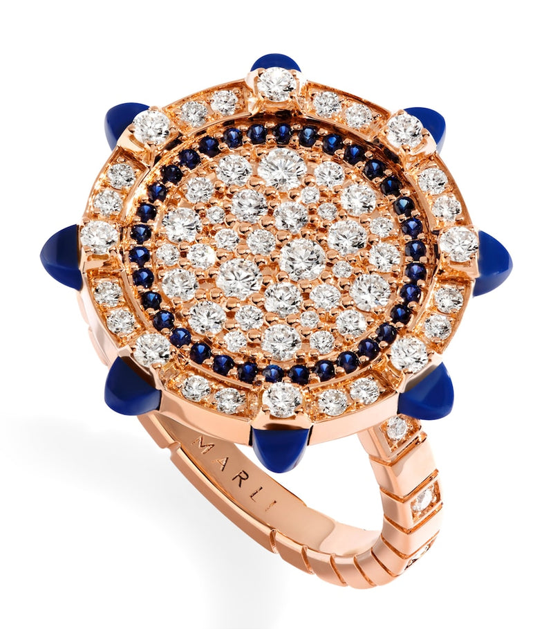 Marli New York rose gold diamond lapis lazuli ring - British product