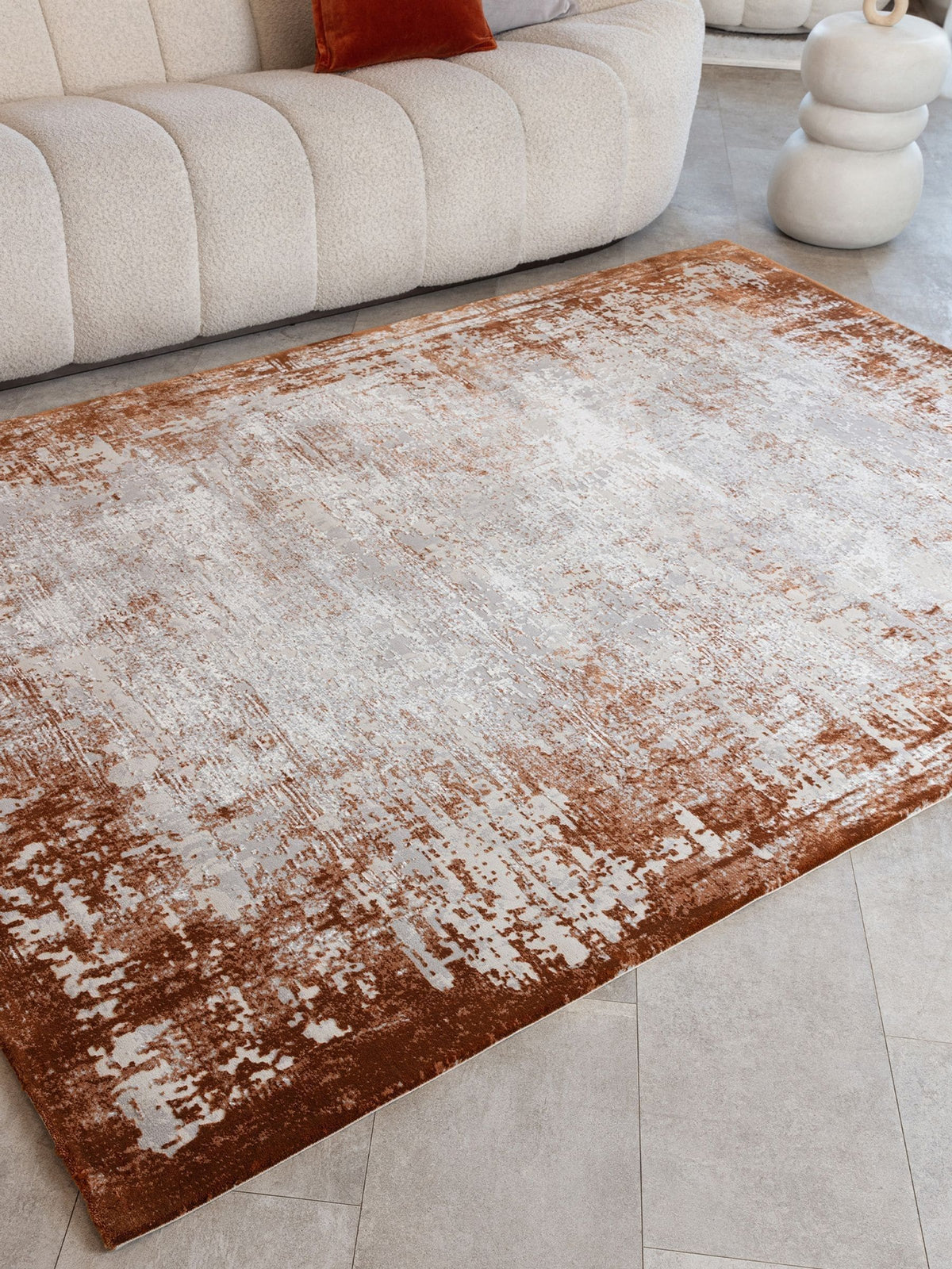 Asiatic Rugs Orange Kuza Border Rug, imported from the UK