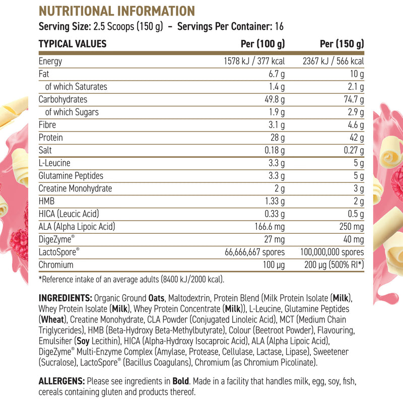 Applied Nutrition Critical Mass white chocolate raspberry mass gainer 2.4kg, UK version