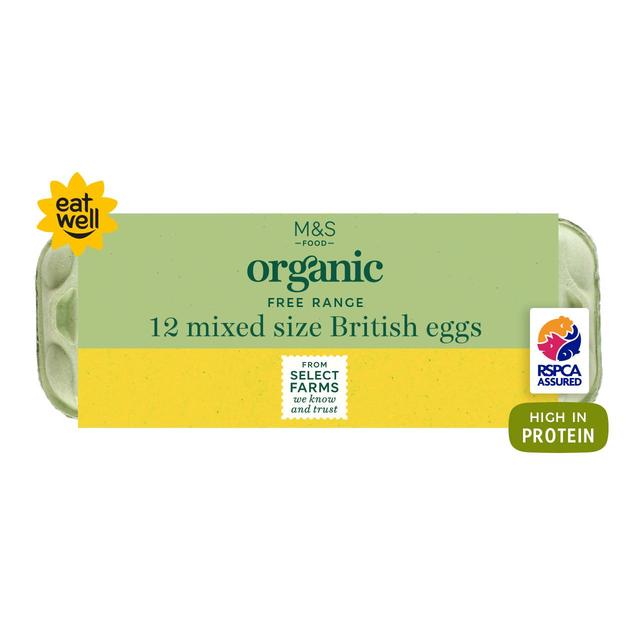 M&S Organic British 12 Free Range Mixed Size Eggs   12 per pack GOODS M&S   