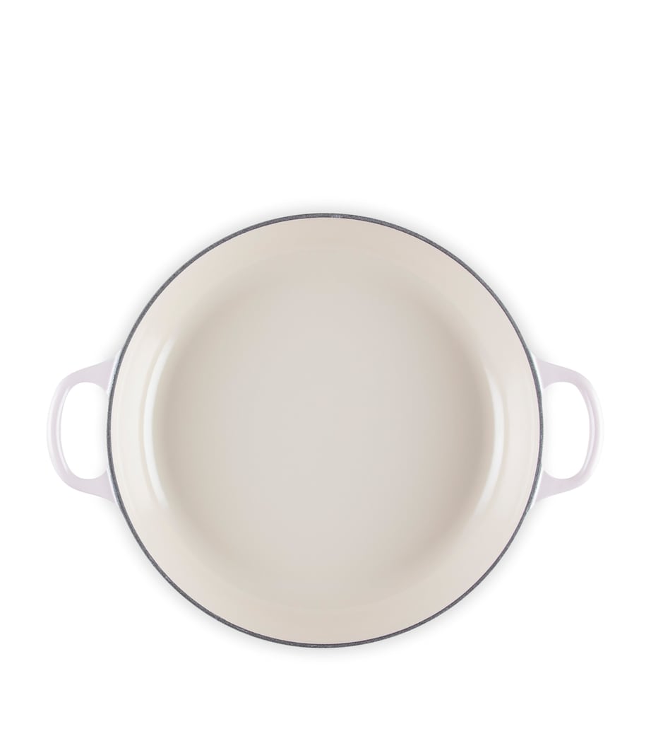 Le Creuset cast iron petal shallow casserole dish 26cm, imported from the UK