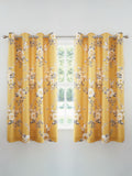 Catherine Lansfield Ochre Yellow Canterbury Floral Eyelet Curtains