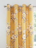 Catherine Lansfield Ochre Yellow Canterbury Floral Eyelet Curtains