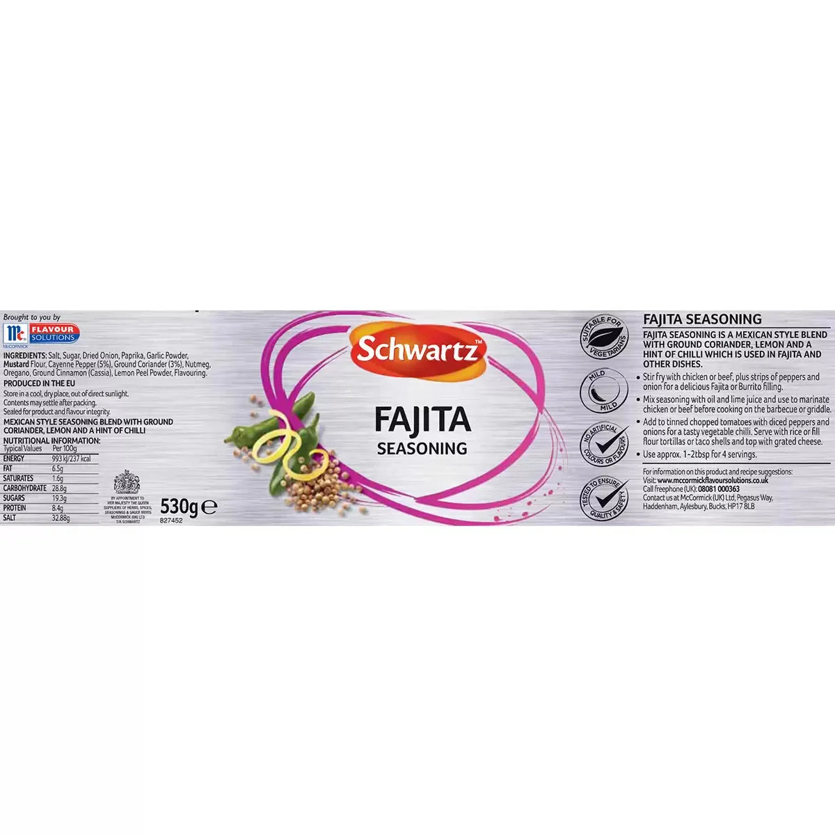 Schwartz Fajita Seasoning, 530g GOODS Costco UK