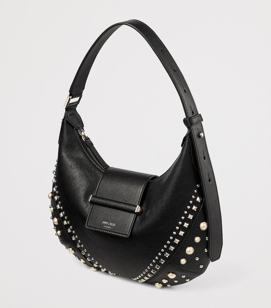 Jimmy Choo Small Bar Studded Leather Shoulder Bag (British brand)
