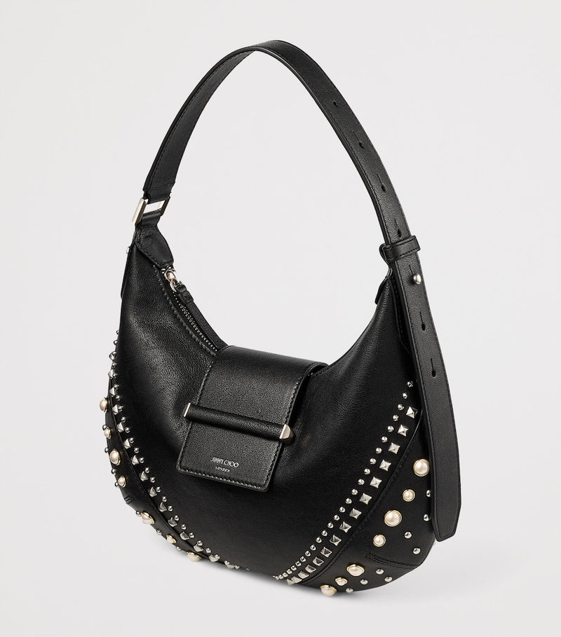 Jimmy Choo Small Bar Studded Leather Shoulder Bag (British brand)