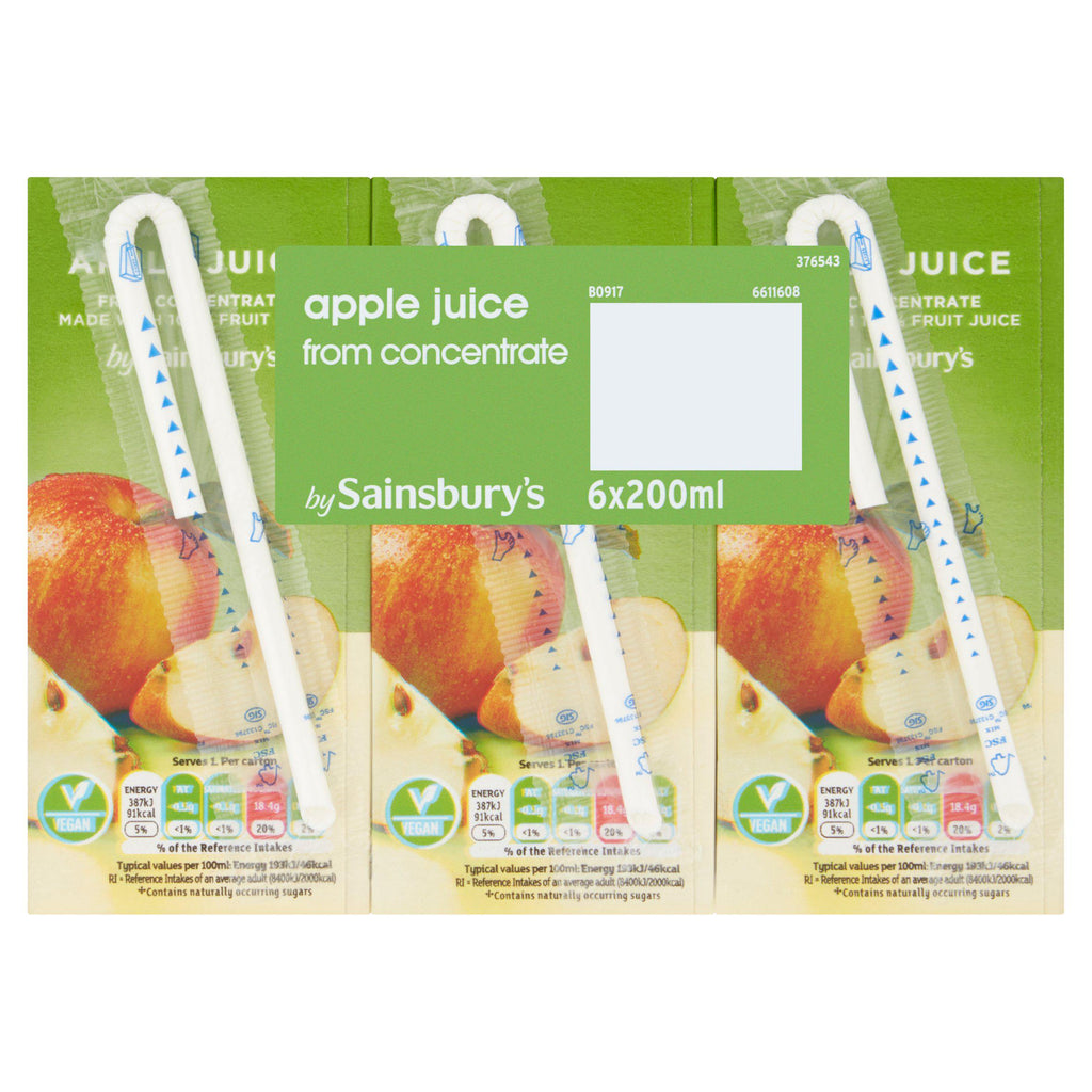 Sainsbury's Pure Apple Juice 6x200ml