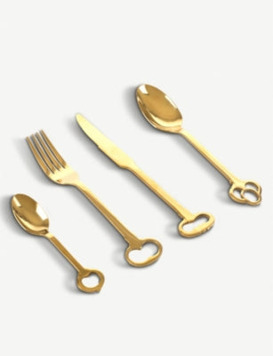 Seletti gold-toned cutlery set 24-piece - British product