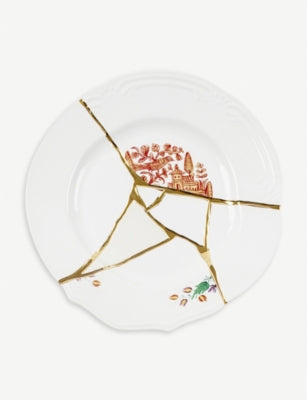 Seletti Kintsugi N1 porcelain dinner plate 27cm, UK version