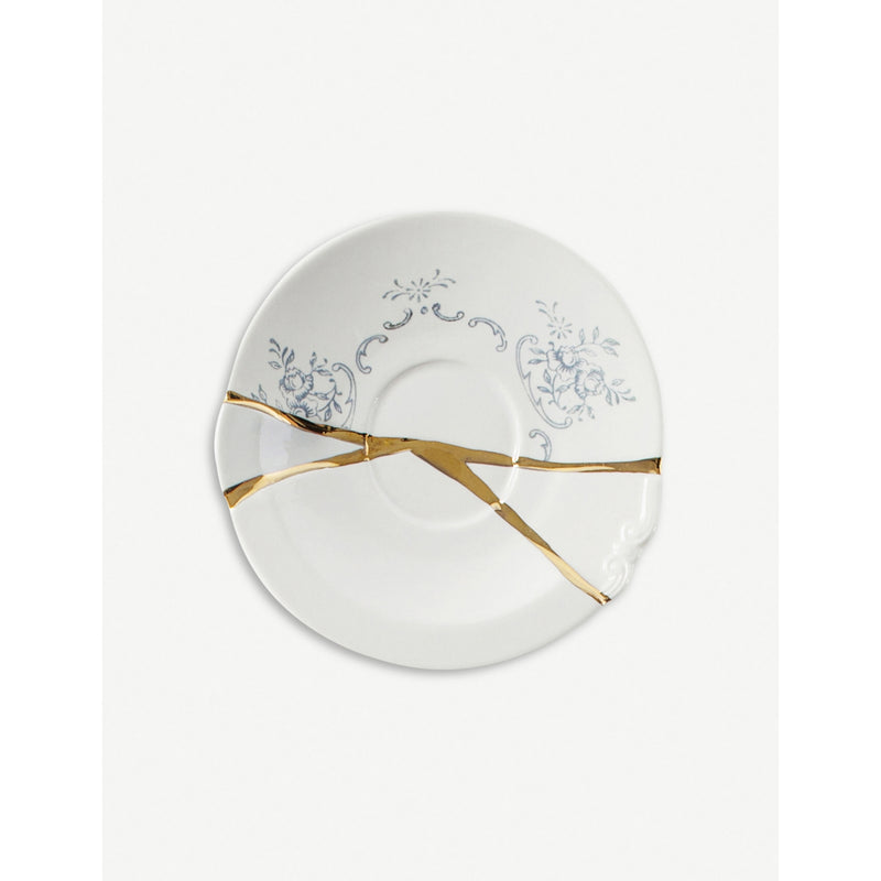Seletti Kintsugi N1 porcelain coffee cup and saucer, imported from the UK