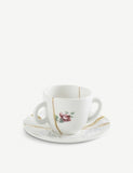 Seletti Kintsugi N1 porcelain coffee cup and saucer, imported from the UK