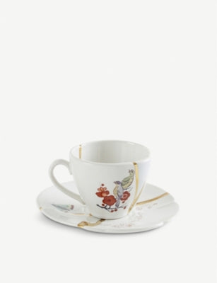 Seletti Kintsugi porcelain coffee cup and saucer - British product