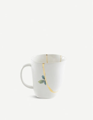 Seletti Kintsugi N1 porcelain mug with gilded detail, imported from the UK