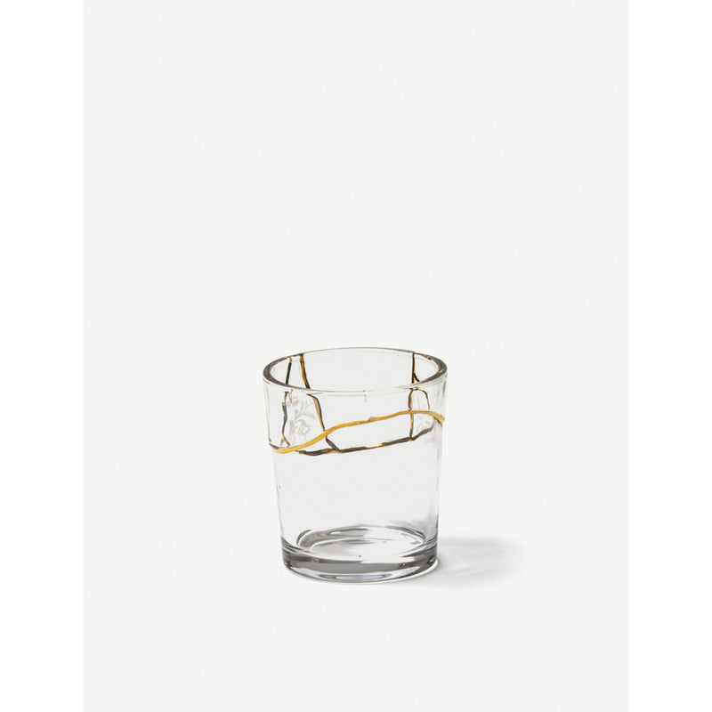 Seletti Kintsugi gold glass tumbler 8.5cm tall, UK version