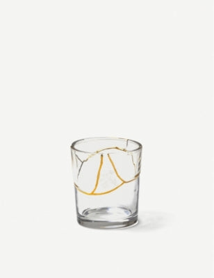 Seletti Kintsugi gold glass tumbler 8.5cm tall, UK version