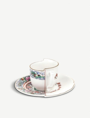 Seletti Tamara Hybrid porcelain coffee cup and saucer (British brand)