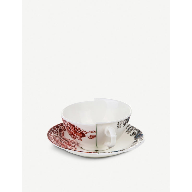 Seletti Zora Hybrid porcelain teacup and saucer, UK version