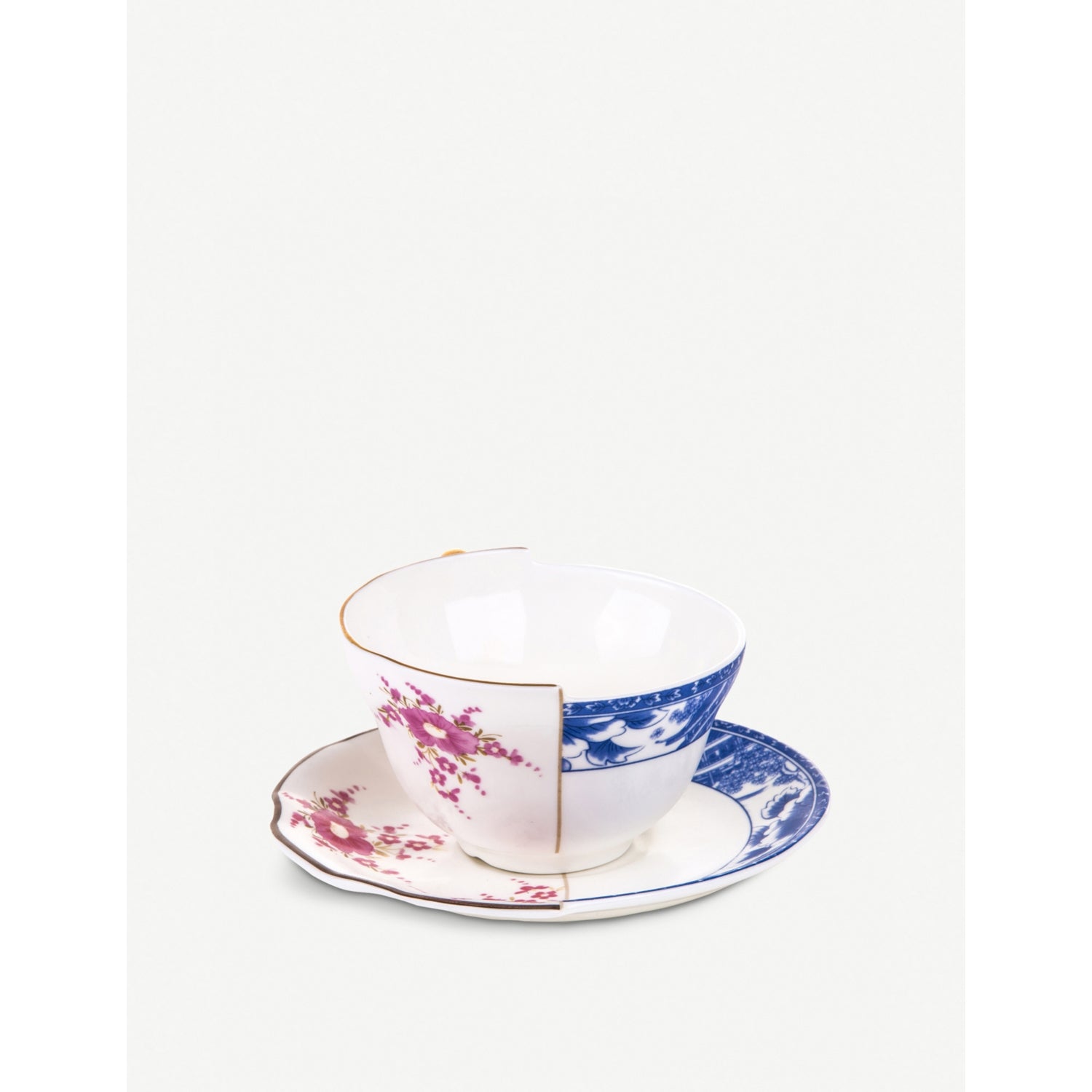 Seletti Zenobia Hybrid porcelain teacup and saucer (British brand)