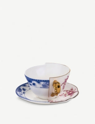 Seletti Zenobia Hybrid porcelain teacup and saucer (British brand)