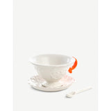 Seletti I-Wares porcelain tea cup set with saucer and spoon - British product