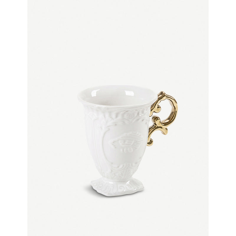 Seletti gold porcelain mug 10cm x 11.5cm, UK version