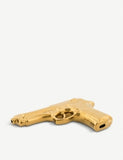 Seletti gold-toned porcelain gun ornament 22cm, UK version