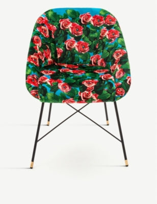 Seletti rose-print velvet chair 50cm x 60cm - British product