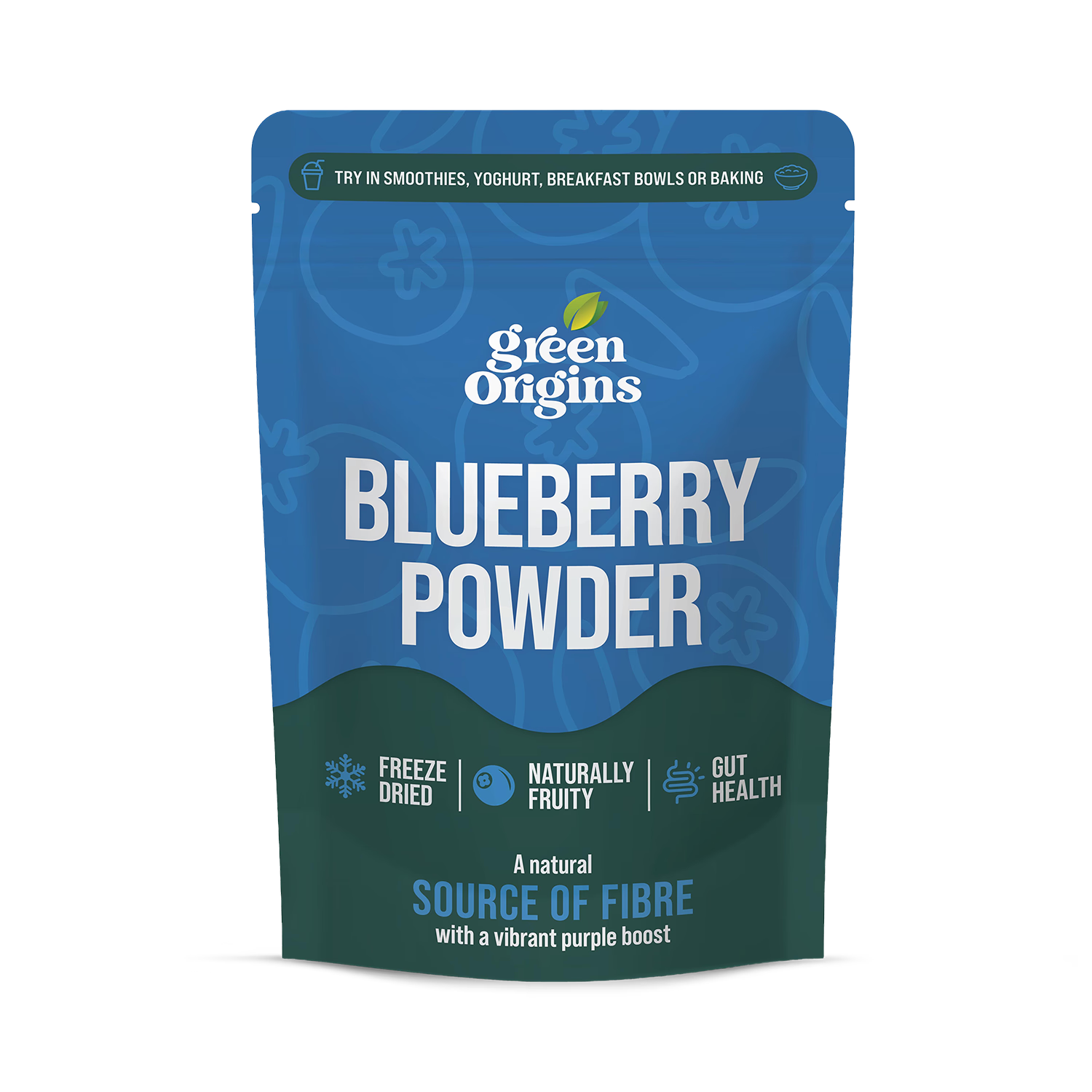 Green Origins freeze dried blueberry powder 100g, imported from the UK