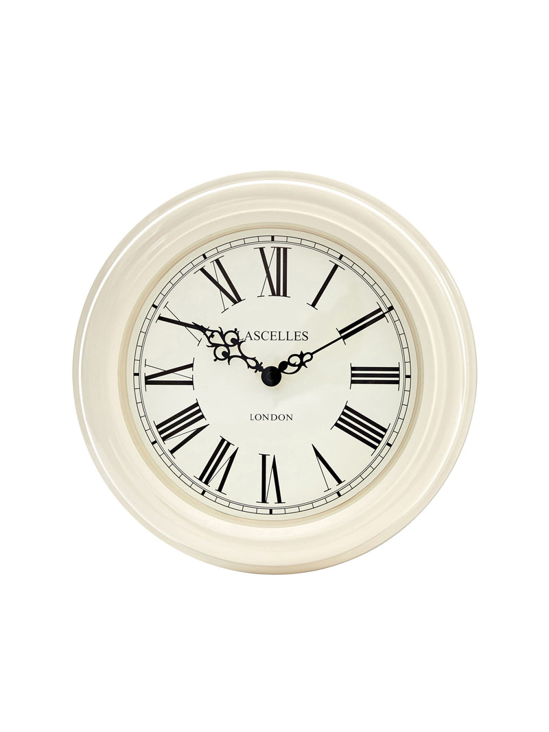 Brookpace Lascelles Roman numeral wall clock cream 32cm - British product