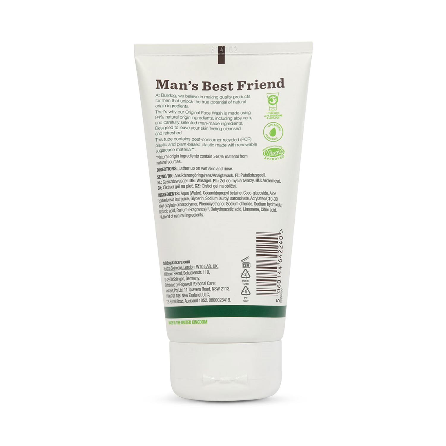 Bulldog Original Face Wash 150ml - British product