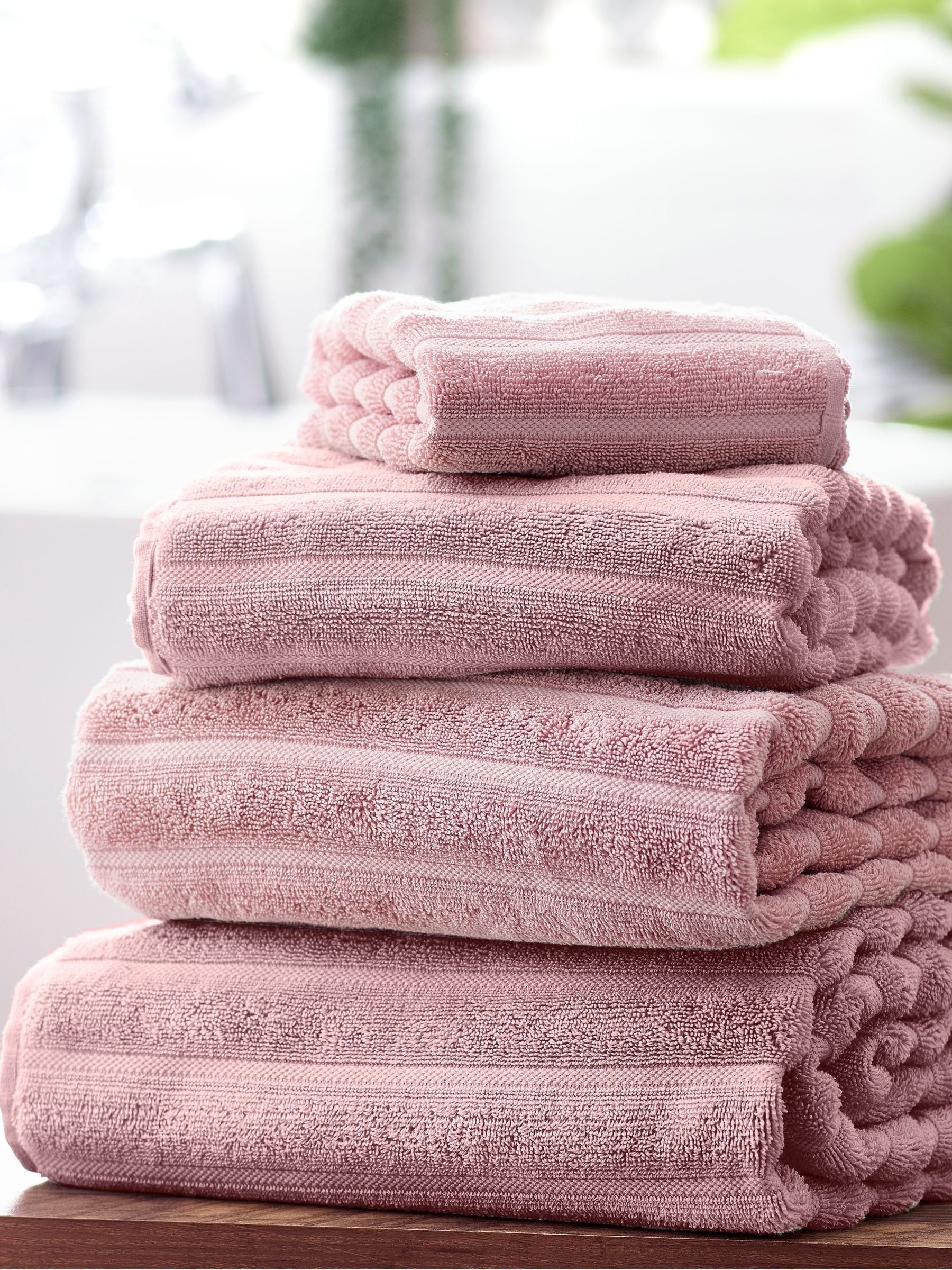 Pink Ribbed Towel